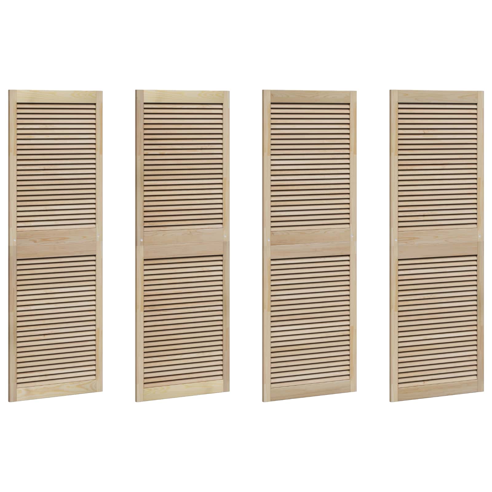Skabsdør 4 pcs Naturfarvet 170 x 2,1 x 59,5 cm Massiv fyrretræ