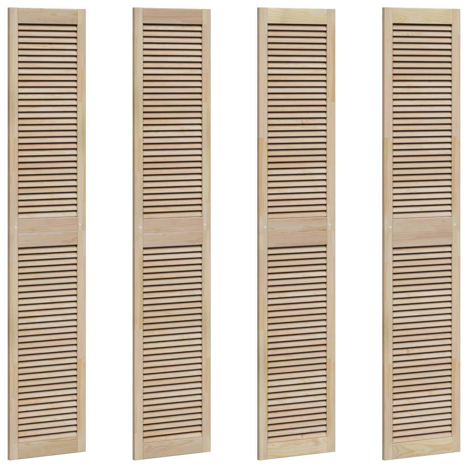 Skabsdør 4 pcs Naturfarvet 201 x 2,1 x 39,5 cm Massiv fyrretræ