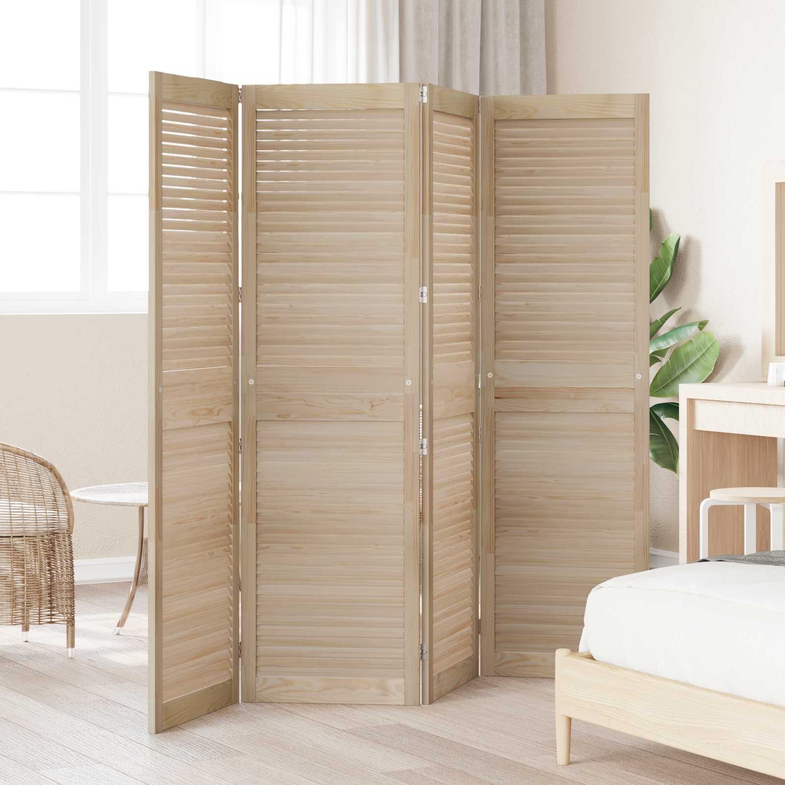 Skabsdør 4 pcs Naturfarvet 201 x 2,1 x 49,5 cm Massiv fyrretræ