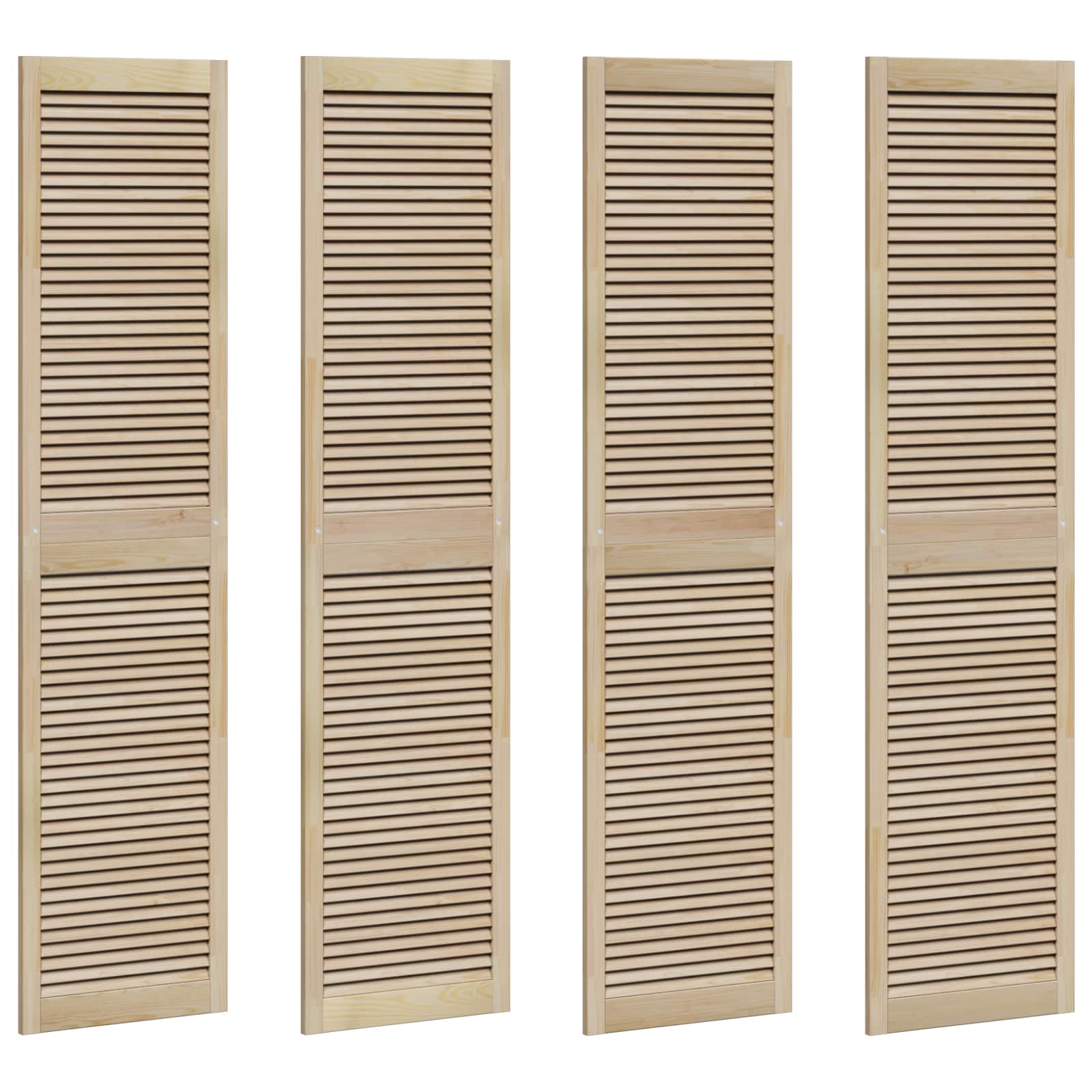 Skabsdør 4 pcs Naturfarvet 201 x 2,1 x 49,5 cm Massiv fyrretræ
