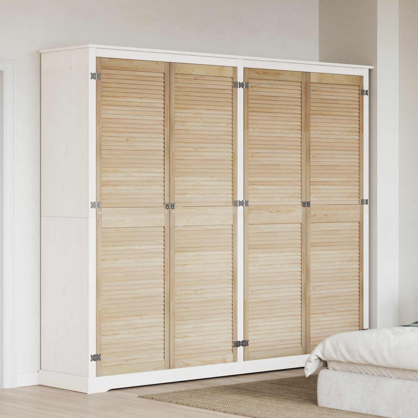 Skabsdør 4 pcs Naturfarvet 201 x 2,1 x 59,5 cm Massiv fyrretræ