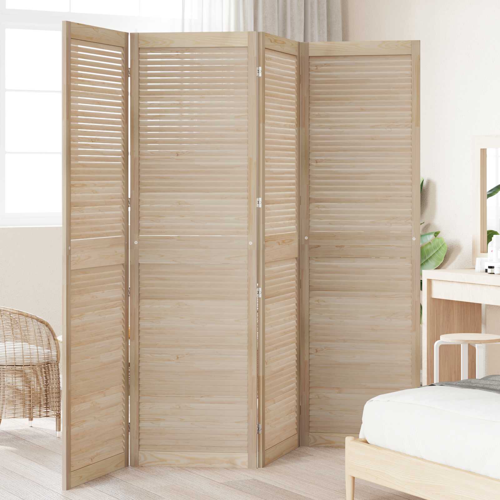 Skabsdør 4 pcs Naturfarvet 201 x 2,1 x 59,5 cm Massiv fyrretræ