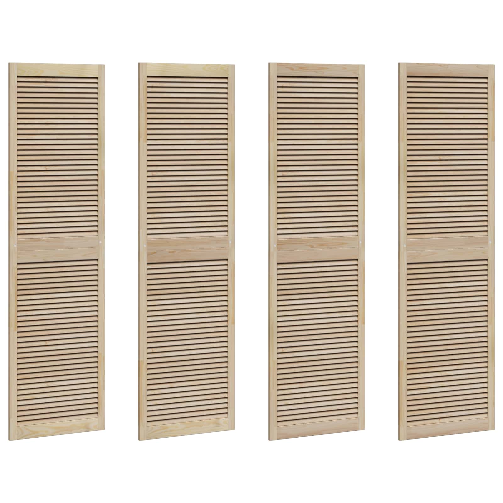 Skabsdør 4 pcs Naturfarvet 201 x 2,1 x 59,5 cm Massiv fyrretræ
