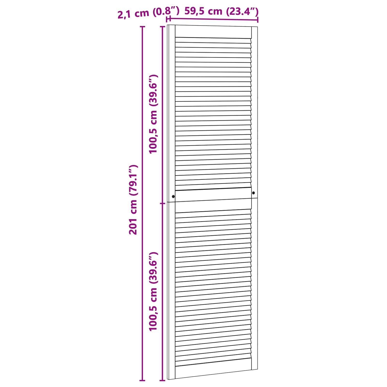 Skabsdør 4 pcs Naturfarvet 201 x 2,1 x 59,5 cm Massiv fyrretræ