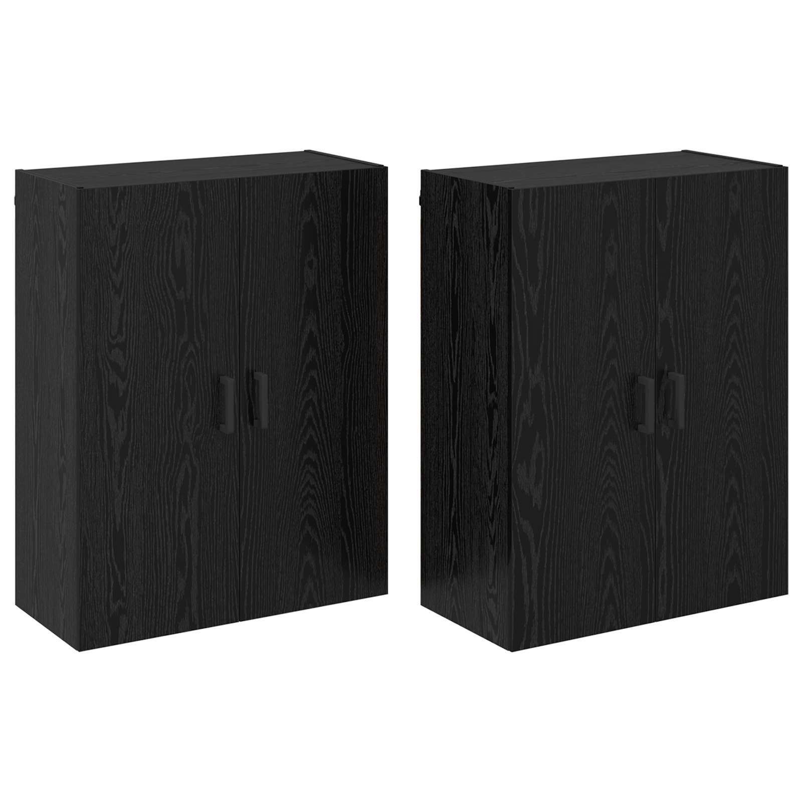 Vægmonteret skab Vægmonteret 2 pcs Sort eg 69,5 x 34 x 90 cm