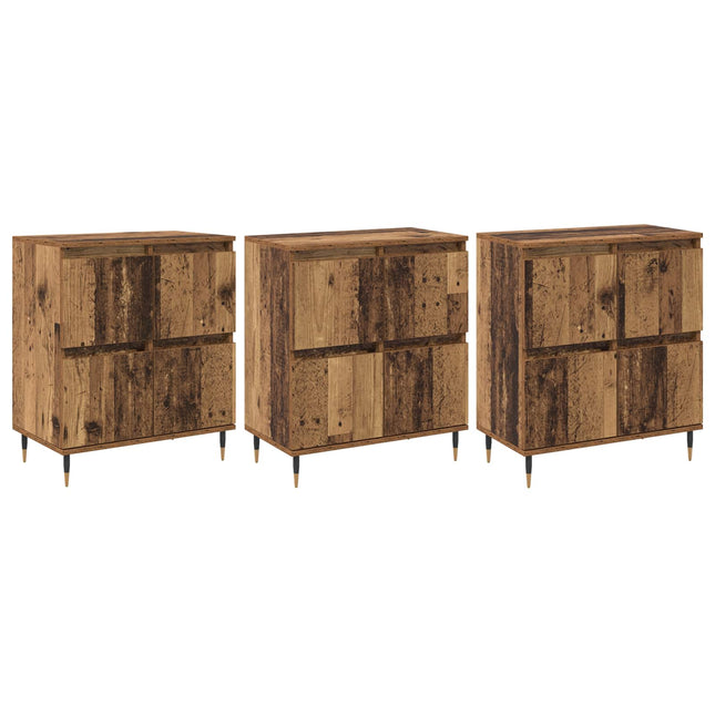 Opbevaringsskab 3 pcs Gammelt træ 60 x 35 x 70 cm