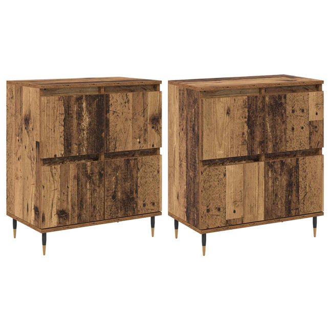 Opbevaringsskab 2 pcs Gammelt træ 60 x 35 x 70 cm