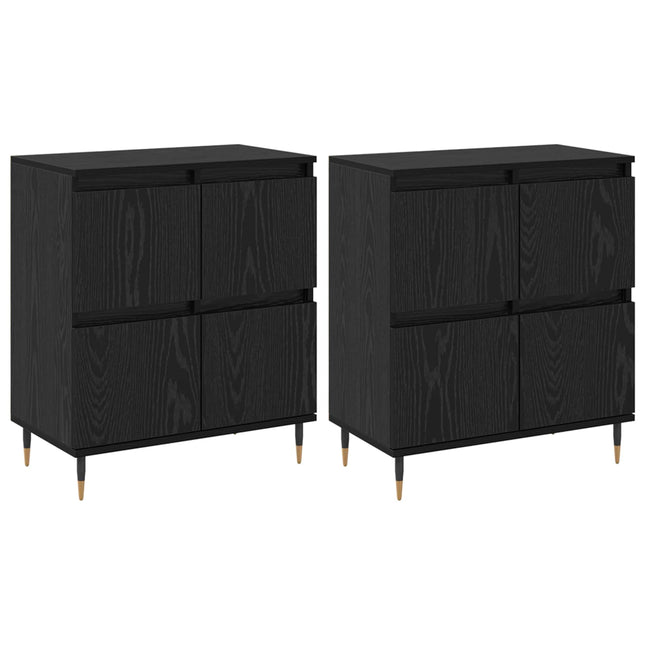Opbevaringsskab 2 pcs Sort eg 60 x 35 x 70 cm