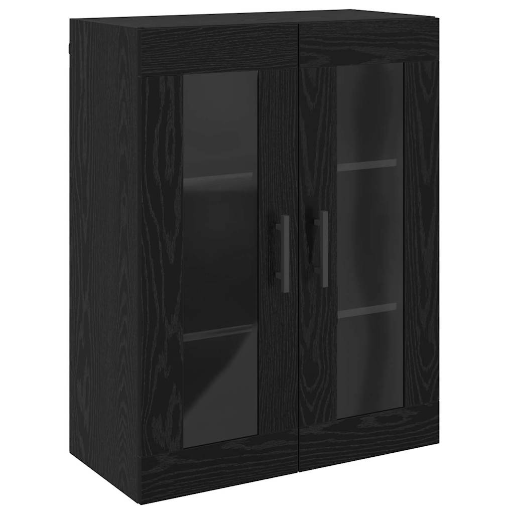 Væghængte skabe 2 pcs Sort eg 69,5 x 34 x 90 cm Konstrueret træ