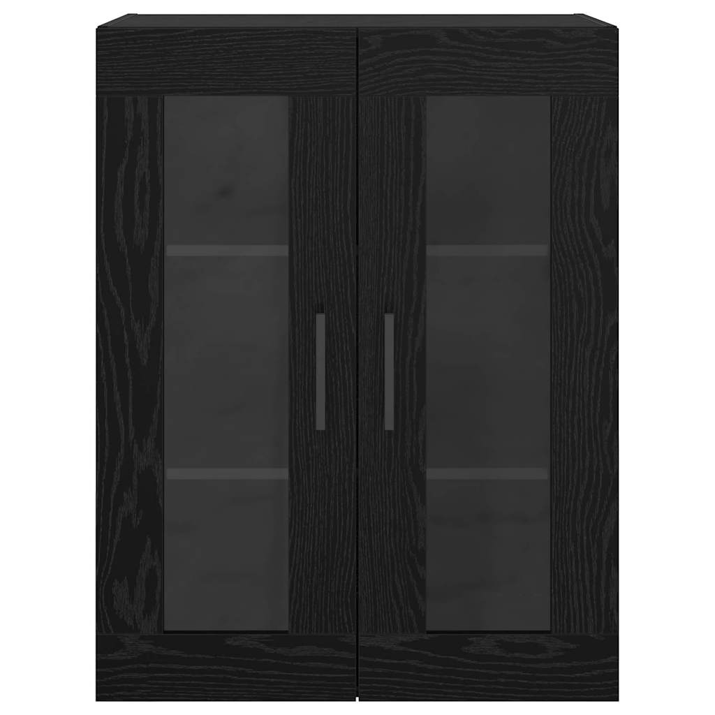 Væghængte skabe 2 pcs Sort eg 69,5 x 34 x 90 cm Konstrueret træ