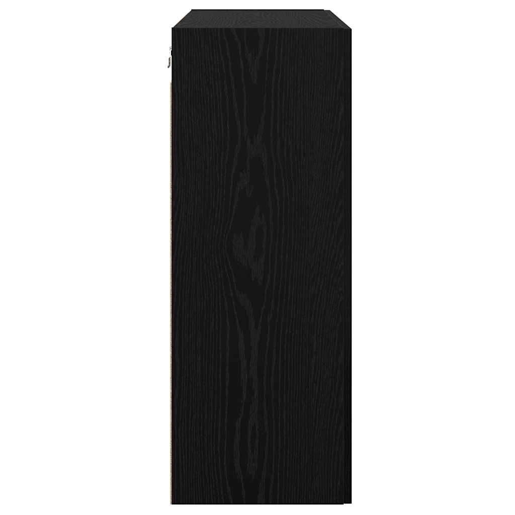 Væghængte skabe 2 pcs Sort eg 69,5 x 34 x 90 cm Konstrueret træ