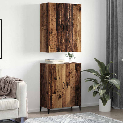 Highboard 2 stk. Gammelt træ 69,5 x 34 x 180 cm Konstrueret træ