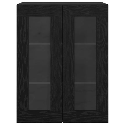 Væghængte skabe 2 stk. Sort eg 69,5 x 34 x 90 cm