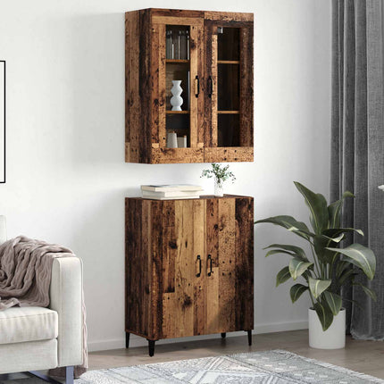Highboard 2 stk. Gammelt træ 69,5 x 34 x 180 cm Konstrueret træ