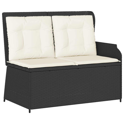 Havebænk med pude Sort og Cremehvid polyrattan