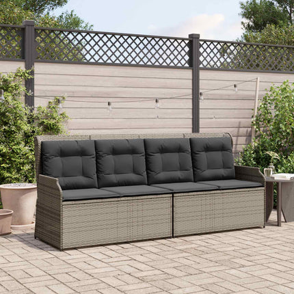 Havebænk med pude Grå polyrattan