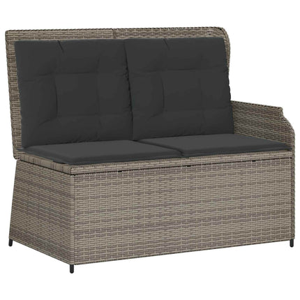 Havebænk med pude Grå polyrattan