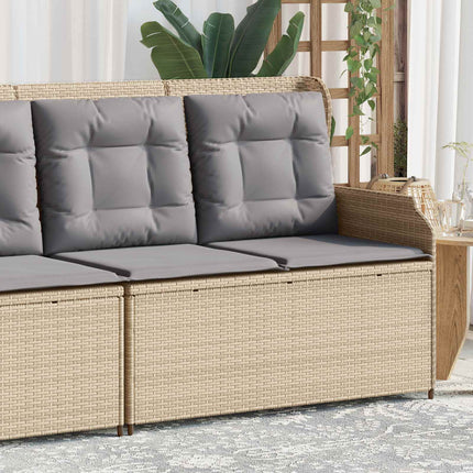 Havebænk med pude Beige og grå polyrattan