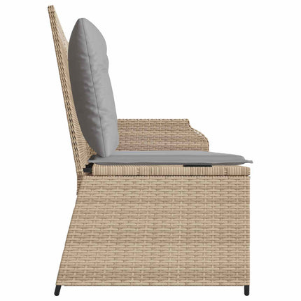 Havebænk med pude Beige og grå polyrattan