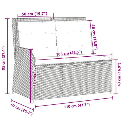 Havebænk Sort polyrattan