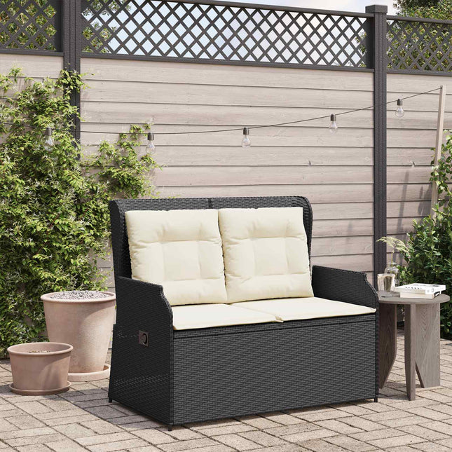 Havebænk Sort polyrattan