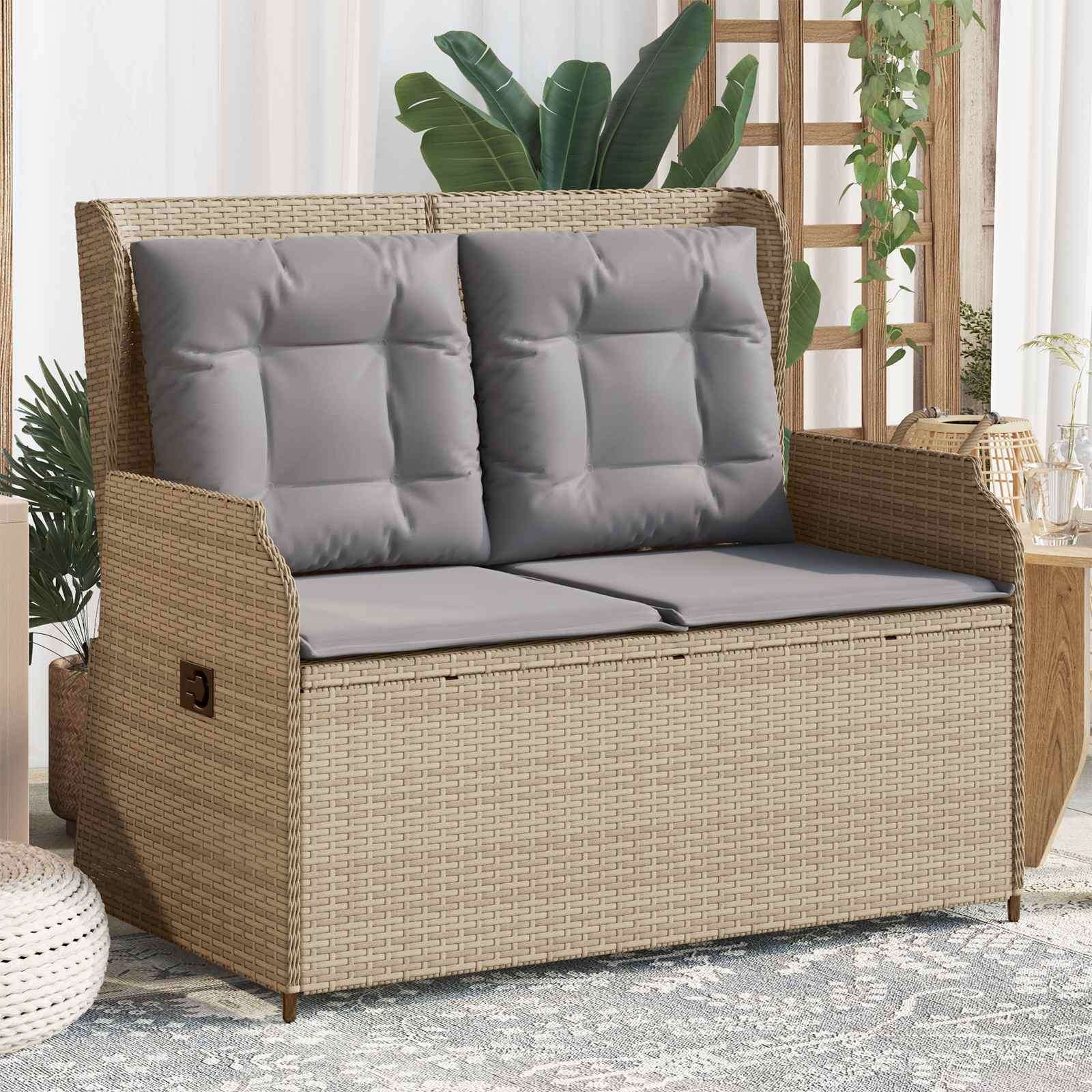 Havebænk Beige polyrattan