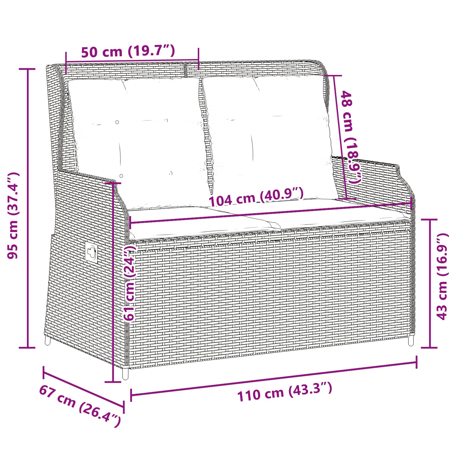 Havebænk Beige polyrattan