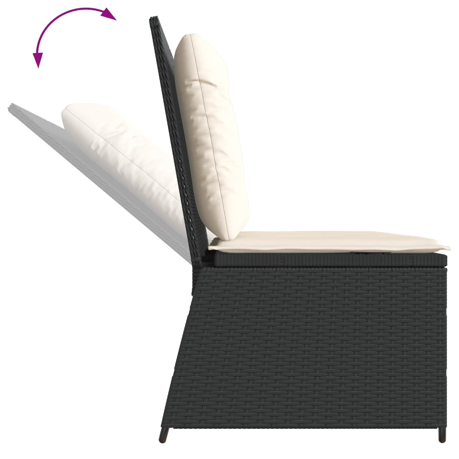 Havebænk Sort polyrattan