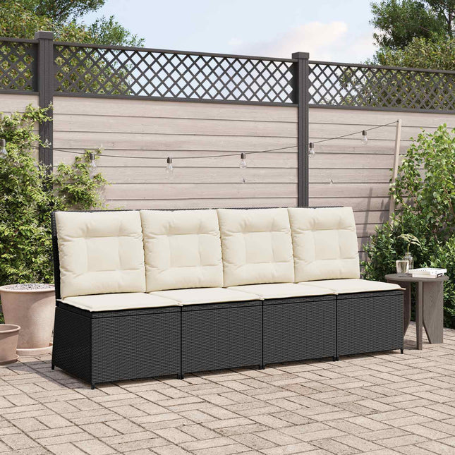 Havemøbelsofa med pude Sort og Cremehvid polyrattan