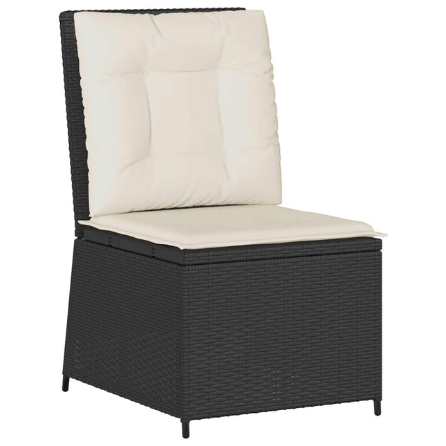 Havemøbelsofa med pude Sort og Cremehvid polyrattan