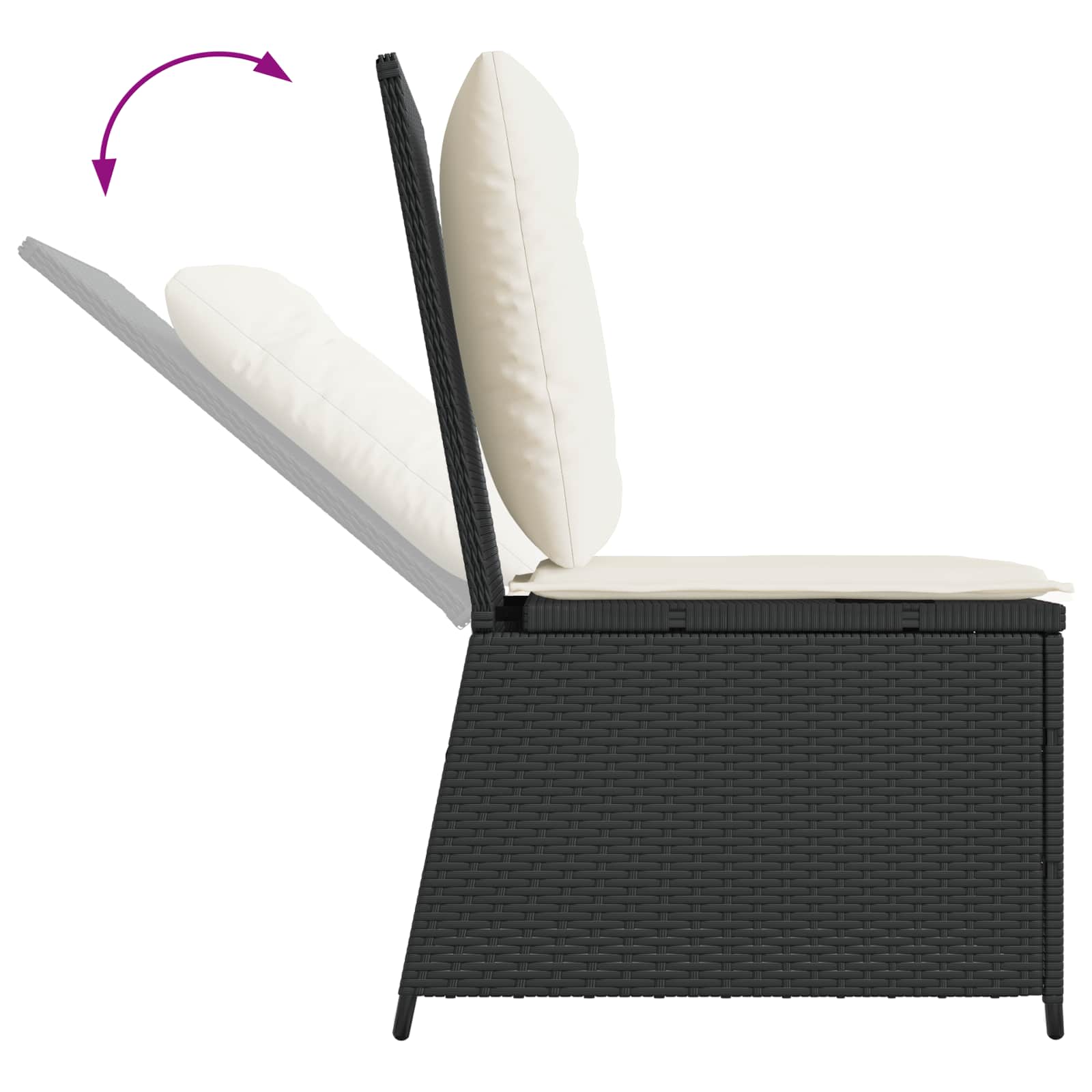 Havemøbelsofa med pude Sort og Cremehvid polyrattan