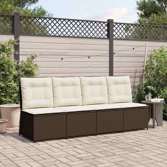 Havemøbelsofa med pude Sort og Cremehvid polyrattan