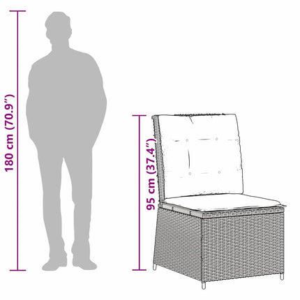 Havemøbelsofa med pude Sort og Cremehvid polyrattan