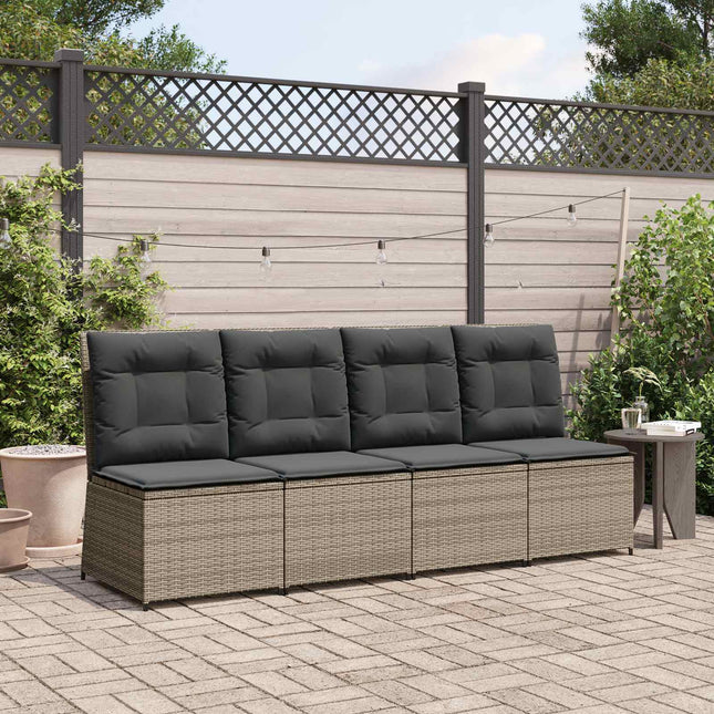 Havemøbelsofa med pude Grå polyrattan