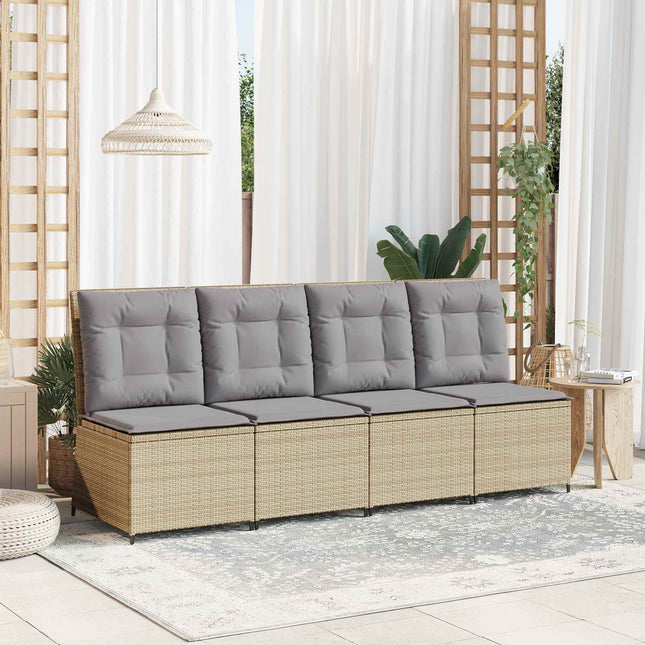 Havemøbelsofa med pude Beige og grå polyrattan