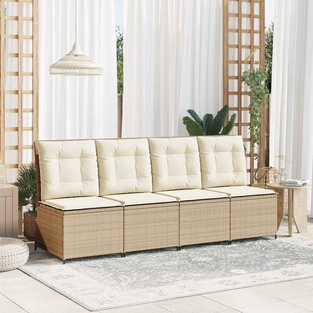 Havemøbelsofa med pude Sort og Cremehvid polyrattan