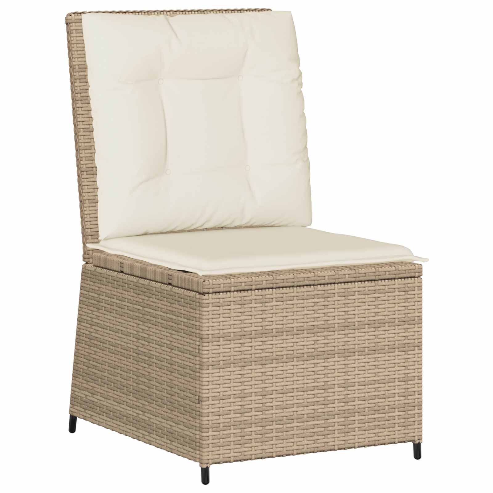Havemøbelsofa med pude Sort og Cremehvid polyrattan