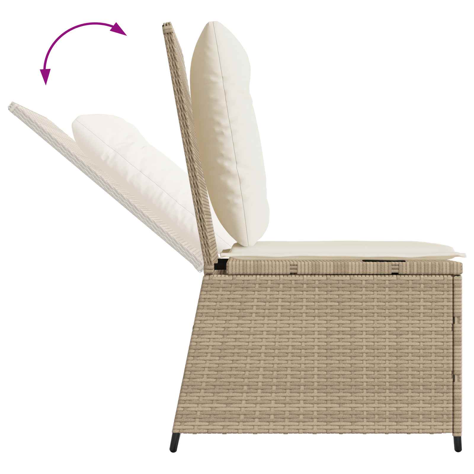 Havemøbelsofa med pude Sort og Cremehvid polyrattan