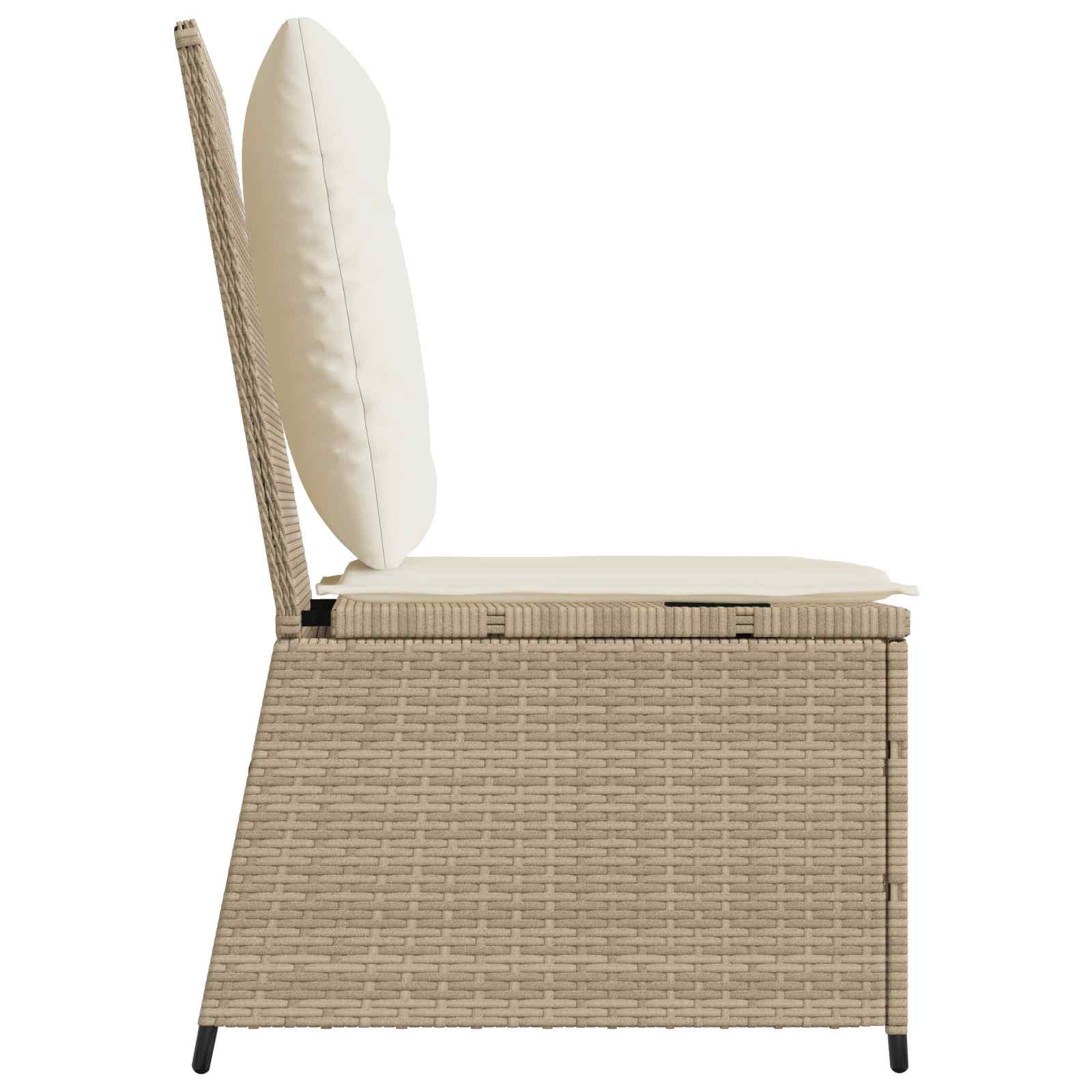 Havemøbelsofa med pude Sort og Cremehvid polyrattan
