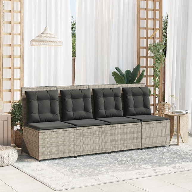 Havemøbelsofa med pude Lysegrå polyrattan