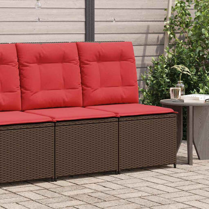 Havemøbelsofa med pude Brun og Rød polyrattan