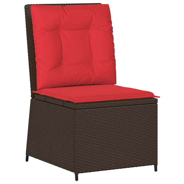 Havemøbelsofa med pude Brun og Rød polyrattan