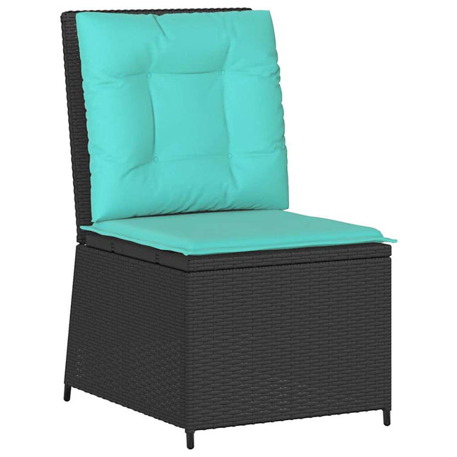 Havemøbelsofa med pude Sort og turkis polyrattan