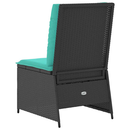 Havemøbelsofa med pude Sort og turkis polyrattan