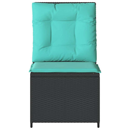 Havemøbelsofa med pude Sort og turkis polyrattan