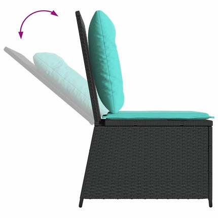 Havemøbelsofa med pude Sort og turkis polyrattan