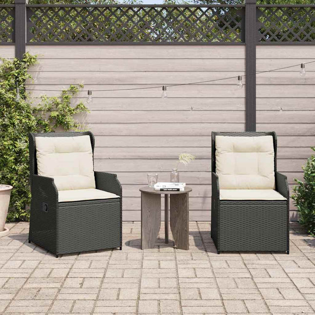 Havebænk 2 pcs Sort polyrattan
