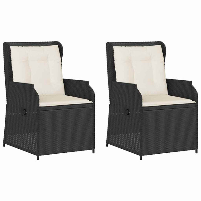 Havebænk 2 pcs Sort polyrattan