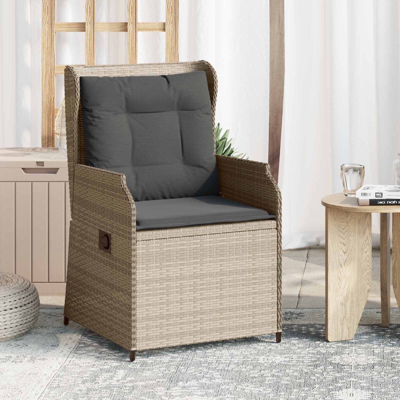 Havebænk 2 pcs Lysegrå polyrattan