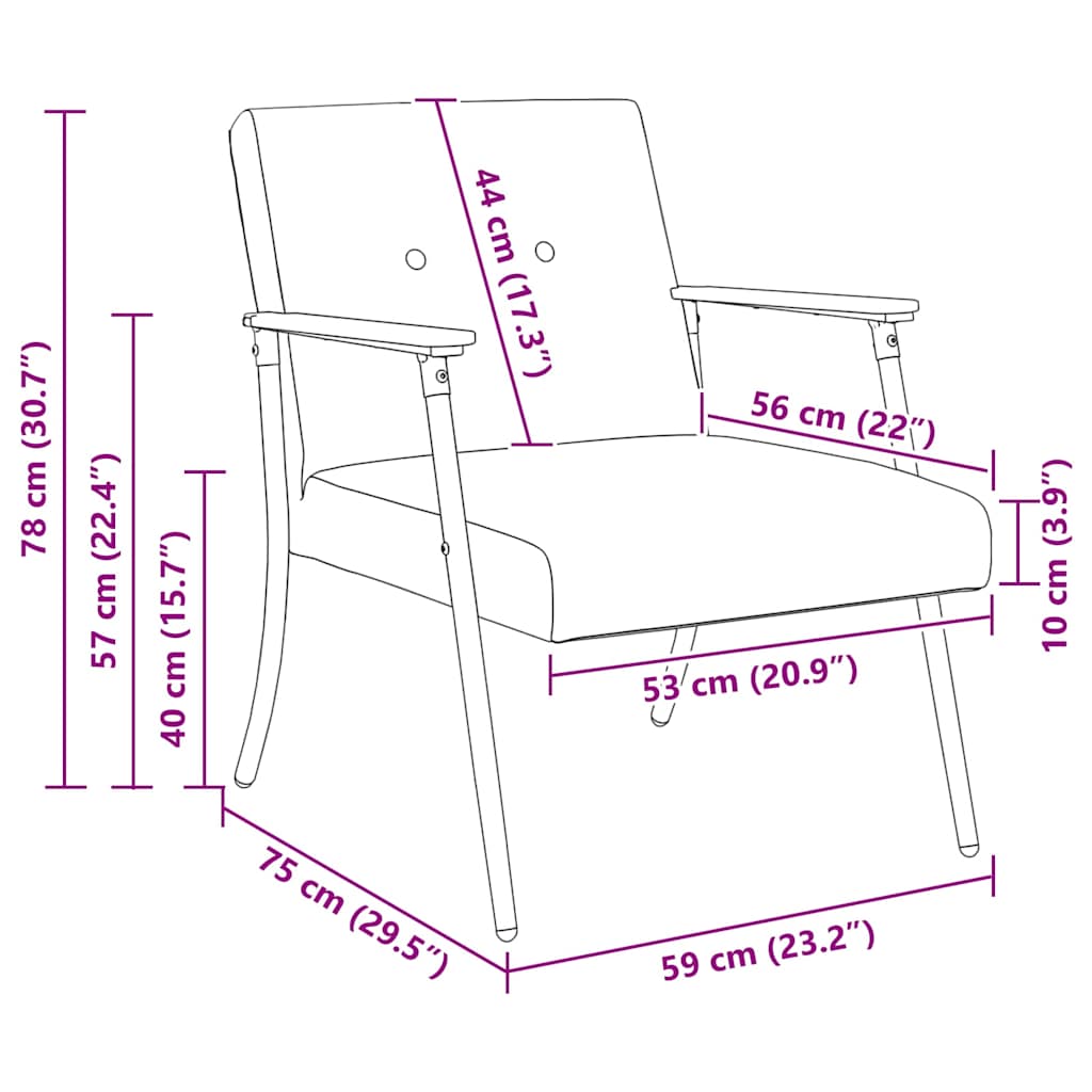 lænestol Lysegrå 59 x 75 x 78 cm Krøllet Uld-lignende Stof